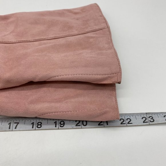 YDN Light Pink Round Toe Zipper Block Heel Saddle Wide Calf Knee High Boots - Picture 8 of 10